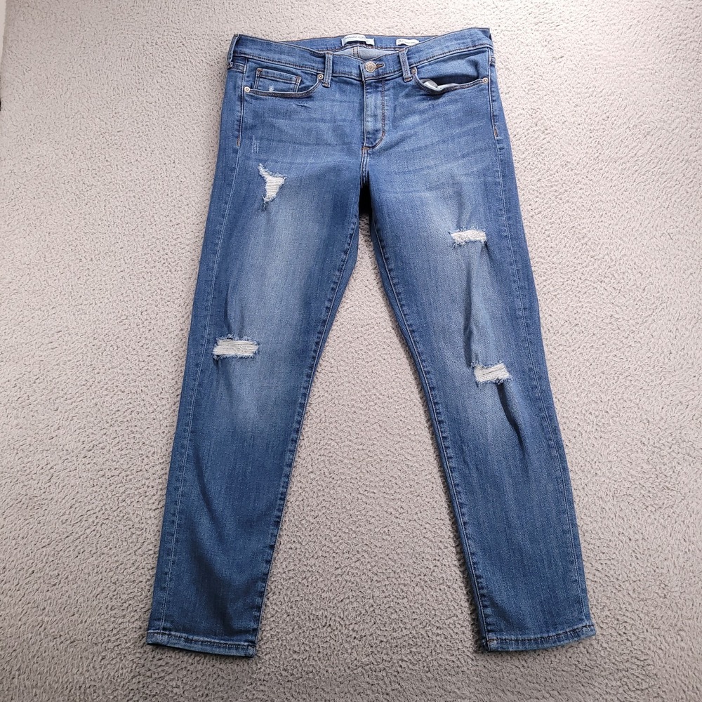BANANA REPUBLIC Jeans‎ Size 32 Skinny Ankle Distressed True Blue Wash Denim